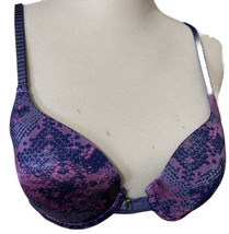 Push Up Lily of France Bra Sz 34B Plunge Front Purple Gray Underwired Sexy - £11.89 GBP