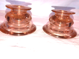 Pink Madrid Depression Glass Candlesticks 2 1/4&quot; H - $19.99