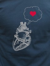 Mens heart thinking heart t shirt-american apparel asphalt gray - available in s - £18.08 GBP