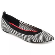 Journee Collection Women Pointed Toe Ballet Flats Karise Sz US 6.5W Black Stripe - £19.51 GBP