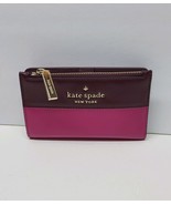 Kate Spade 2 Tone Mini Wallet Love Pink Burgundy New Gold Tone Logo Detail - $48.55 CAD
