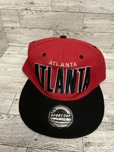 Atlanta Unbranded BallCap Hat Trucker SnapBack Logo Spell Out Wide Brim Red - $10.88