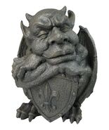 Gothic Stoic Warrior Notre Dame Gargoyle Shield Bearer Chimera Figurine ... - $94.75 CAD
