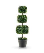 35 Inch Artificial Boxwood Topiary Ball Tree with Cement-filled Pot-Gree... - £76.08 GBP