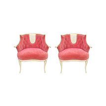 Vintage French Louis Velvet Bergere Chairs-A Pair - £1,346.40 GBP