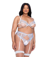 Holiday Snow Queen Snowflake Embroidered Bra &amp; High Waisted Thong Blue/w... - $49.00