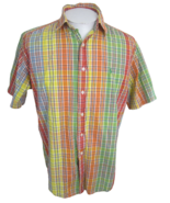 Ralph Lauren Blake vtg plaid Men shirt s/s p2p 25&quot; M colorful logo green... - $28.70