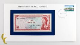 1980 East Caribbean One Dollar $1 in Banknotes of All Nations Stamped En... - $72.85 CAD