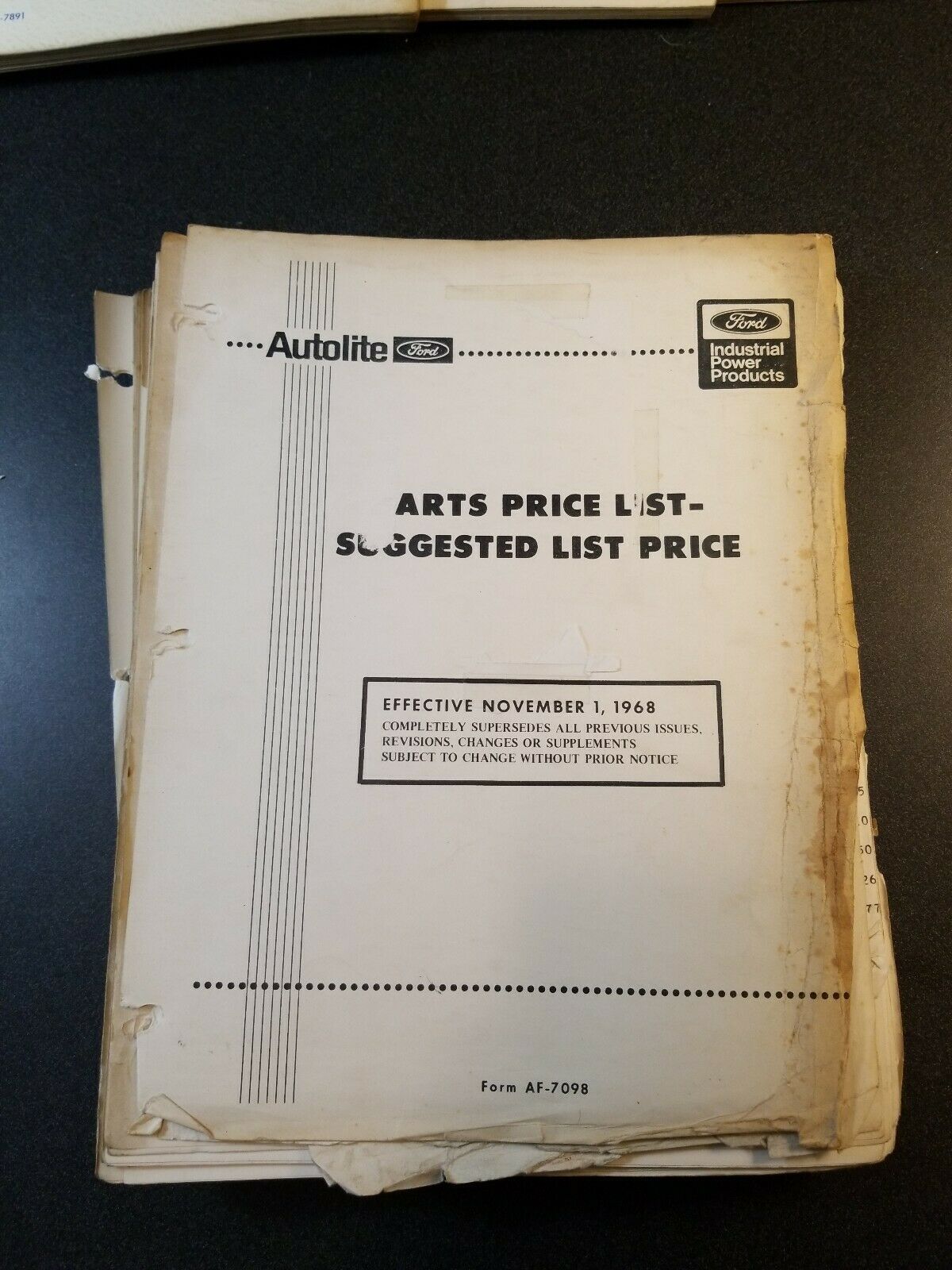 November 1968 Autolite Ford Industrial Tractors Parts Price List - $5.88