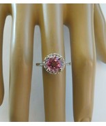 2.25 CTTW 14k Diamond Pink Sapphire Ring White Gold Halo Size 6.5 Design... - £711.13 GBP