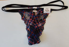 Rue 21 Women&#39;s Lace Thong Panties SMALL O Ring Black Red Blue Plaid - £8.20 GBP