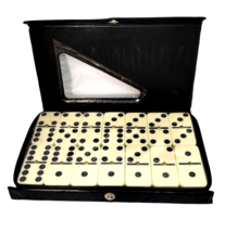 Double Six 6 Dominoes Game Set 28 Piece Domino Tiles Smooth Edge Polished w Case - $5.93
