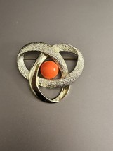 VTG Sarah Coventry, ORBIT Gold Tone Brooch, Orange Stone, EUC 1.75” (J375) - $9.89
