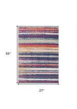 2&#39; X 10&#39; Multicolor Irregular Stripe Boho Runner Rug - £47.07 GBP+