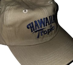 Hawaiian Tropic Hat Khaki Beige Cap Beach Tropical Blue Embroidery Adj S... - £15.69 GBP