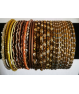 Indian Bangles for Women Set Thin Metal Bracelet Lot Jewelry Vintage Use... - $25.85