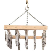 25 AMISH CLOTHESPIN DRYING RACK - Handmade Super Grip Clothes Pin Hanger - $74.97