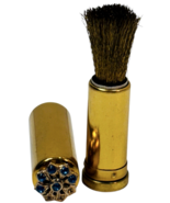 Vintage BRASS WIRE BRUSH, SUEDE CLEANING TOOL LIPSTICK STYLE CASE, w/Rhi... - $22.44 CAD