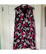 Vince Camuto Sleeveless Floral Shift Dress Black Pink XL Lightweight - $39.99