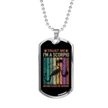 Trust Me Scorpio  Zodiac Necklace Stainless Steel or 18k Gold Dog Tag 24&quot; Chain - £37.32 GBP+