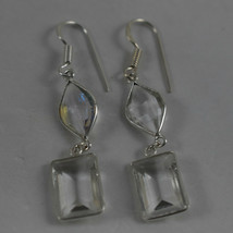 925 Sterling Silver Handmade Square White Topaz Gems Earrings BES-1357 Her Gift - £16.01 GBP