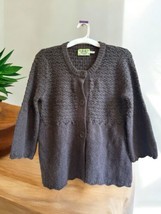 Juicy Couture Brown Button Down Wool Blend Thick Cardigan Women’s Size L... - $34.64