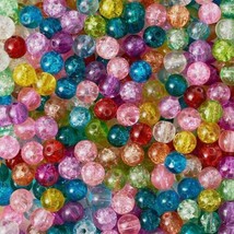 50 Crackle Glass Beads 8mm Assorted Lot Mixed Colors Bulk Jewelry Supplies Mix - $5.30