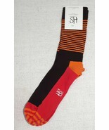 HS HAPPY SOCKS Men&#39;s Combed Cotton Blend Socks Striped Brown Orange Pink... - $95.54 CAD