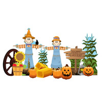 Fall Harvest Theme Halloween Outside Lawn Pumpkin Stand Up Decoration Standee - £94.93 GBP