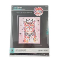 Artiste Counted Cross Stitch ROYAL KITTY Calico Cat Queen Hearts 7.75x9.75 in. - £15.39 GBP
