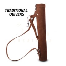 Archery Handmade Arrow Quivers Brown Genuine Suede Leather Quiver for Hunting - £21.78 GBP