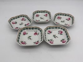 Vintage Richard Ginori Pink Rose Small Square Plates Set Of 5 Italian Po... - $149.99