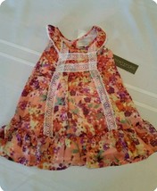 NY&amp;C Eva Mendes Lauren Chiffon Pink Floral Print Toddler Dress Sz 2T - £22.01 GBP