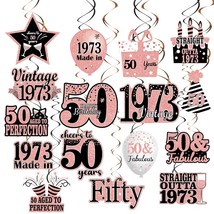 36Pcs Rose Gold 50Th Birthday For Women Party Decorations Vintage 1973 Hanging S - £14.17 GBP
