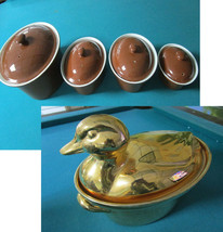 Hall Pottery Golden Glow Casserole Duck Tureen Brown Crocks Ramekins PICK1 - £97.02 GBP