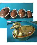 HALL POTTERY GOLDEN GLOW CASSEROLE DUCK TUREEN BROWN CROCKS RAMEKINS PICK1 - €106,61 EUR