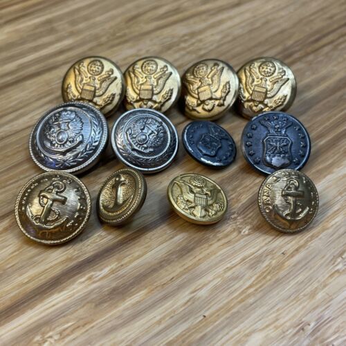 Vintage Lot of 10+ Military Buttons  USA British Canada KG JD - $14.85