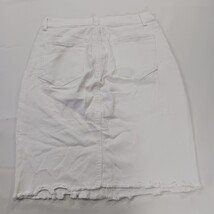 Shein Women’s White Cotton Blend Frayed Denim Skirt Size Large  image 9