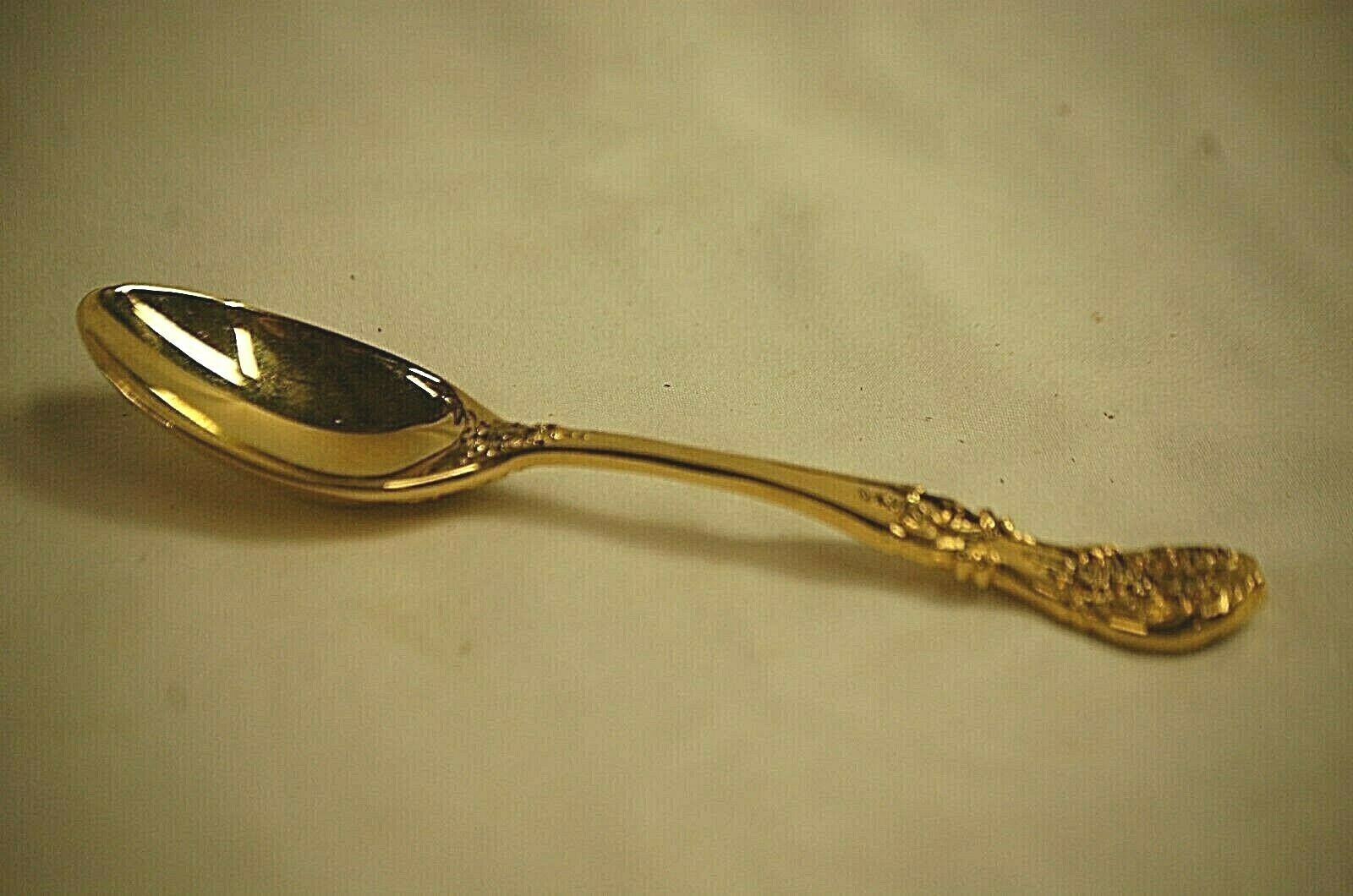 FB Rogers Golden French Rose Flatware Pattern Soup Spoon Gold Electroplate - $9.89
