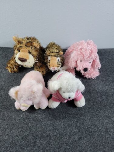 Webkinz Lot - 5 animals.- Lepard tiger puppies & piggy No codes cute as can be!! - $15.79