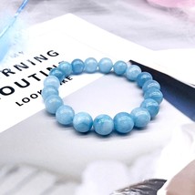 Natural Aquamari Bracelet Single Crystal Elastic Romantic Crystal Yoga Blue  Bra - £12.31 GBP