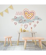 Clouds with Heart and Personalized Girls Name Boho Wall Decals for Kids ... - £77.58 GBP