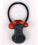 Glass Basket Czech Czechoslovakia Black Tango Red Silver Speck Vtg - €20,19 EUR