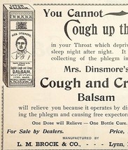 1895 Brock Dinsmore Cough Croup Quack Medicine Victorian Balsam Advertis... - £4.32 GBP