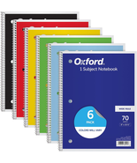 Spiral Notebooks, 6 Pack, 1 Subject, Wide Ruled Notebooks for School, 8 ... - $11.80