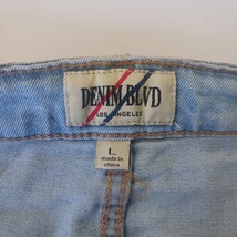 Denim Blvd Los Angeles DSK27129 Women's L Blue Mini Skirt Stretch with Ornaments image 4