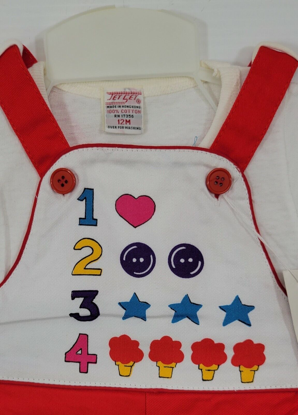 AJ) Vintage Jet Set Baby Overalls Cotton Outfit Numbers 12 Months Item image 3