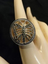 Women&#39;s Silver Tone Black and Clear Rhinestone Butterfly Ring Size: 6 - £9.55 GBP