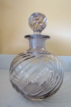 5.75" Tall ~ROUND~SWIRL Clear Perfume/Cologne Bottle~Collectible~Heavy~Gorgeous - $53.99