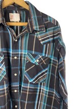 Saddle King Shirt Size 16 1/2 34 Mens Western Pearl Snap by Key Plaid Rodeo - $35.31